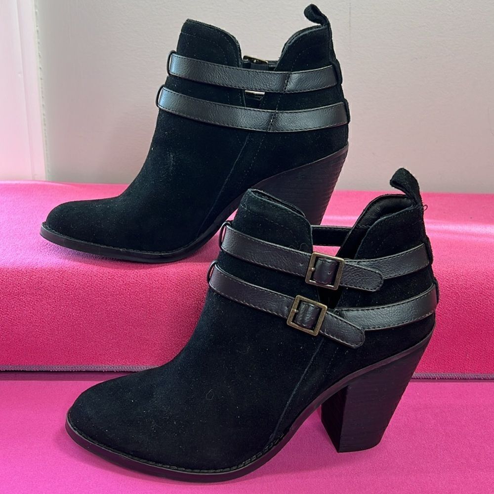 Nine West Black PU Leather Ankle Boots W9 - Picture 3 of 11